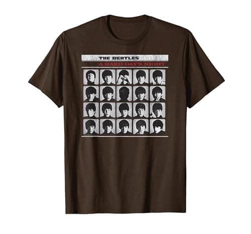 Image of Official The Beatles A Hard Day's Night Album Cover Band T-Shirt, Men, Brown, X-Large