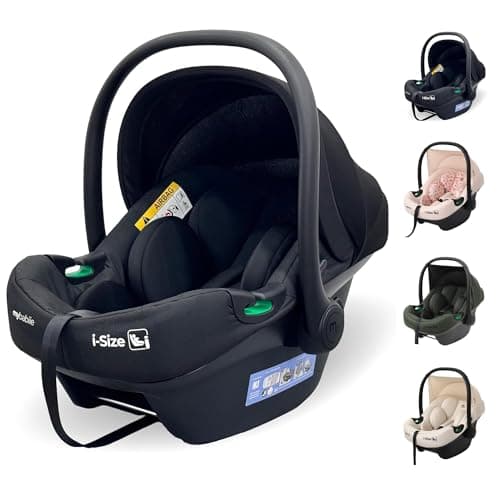 Image of My Babiie MBCS02 SE i-Size Baby Car Seat - 40-87cm (Birth to 15 Months Approx.), R129, Group 0+, Lightweight Infant Carrier, Large Canopy, Newborn Insert, Adjustable Headrest - Black SE
