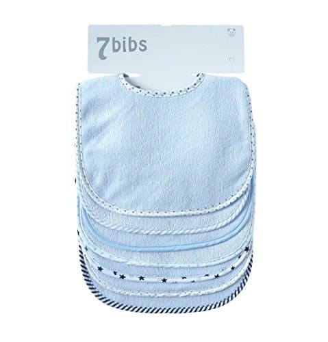 Image of Baby Boys Girls Double Layer of Cotton Bandana Drool Soft Absorbent Drooling Bibs (7 Pieces) (Blue)