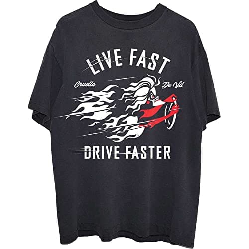 Image of 101 Dalmations Cruella Live Faster Official Tee T-Shirt Mens Unisex (XX-Large) Black
