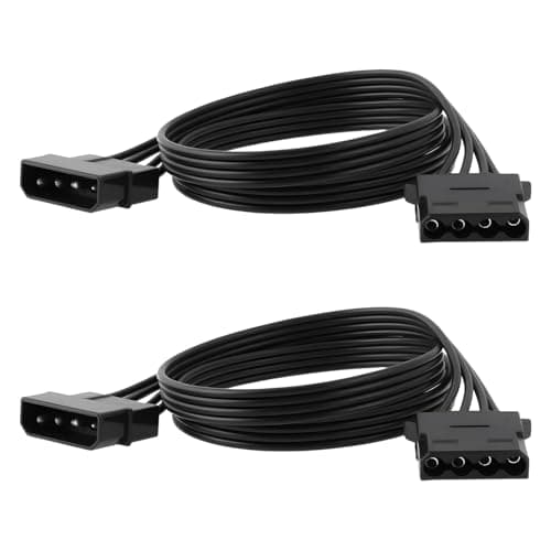 Image of YINETTECH 4 Pin Molex Hard disk power supply Extension Cord Suitable for Desktop Computer Hard Drive Power Cord 2PCS