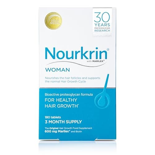 Image of Nourkrin Woman for Healthy Hair Growth food supplement with Marilex, biotin and silica 180 tablet pack (3 month supply)