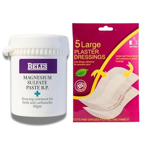Image of Magnesium Sulphate Paste 50g with 5 x Sterile Wound Dressings | Drawing Ointment for Boils, Splinters & Insect Bites | Soothing & Fast-Acting Relief |