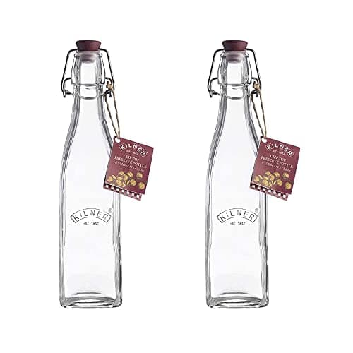Image of Kilner Clip Top Preserve Glass Bottle Condiments Storage 0.25 Litre Transparent (Pack of 2)