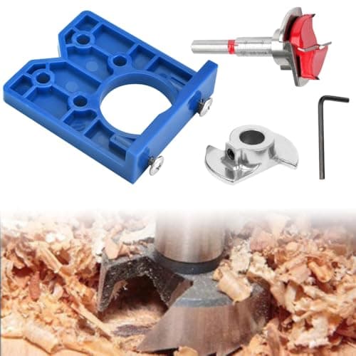 Image of OLRWSLG Concealed Hinge Jig, 35mm Metal Cabinet Hinge Jig Door Hinge Jig Hinges Hole Drilling Bit Drill Guide Hinges Hole Cutter Positioner for Cabinet Mounting Plates