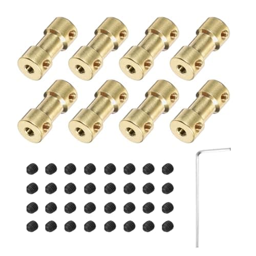 Image of sourcing map 8pcs 3mm to 4mm Brass Shaft Coupling Joint Connector with Screws and Hex Wrench Flexible Motor Shaft Coupler for Car Wheels Tires Shaft Motor