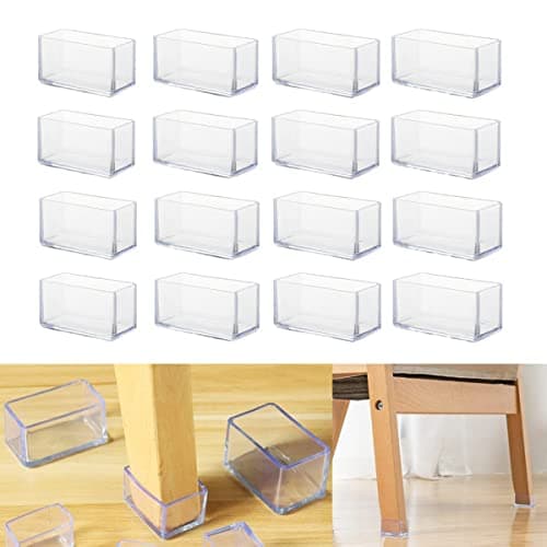 Image of 16Pcs Rectangle 20x30mm Silicone Chair Leg Floor Protectors, Chair Leg Cap, Furniture Foot Protectors, Free Moving Table Leg Covers, Stool Leg caps to Prevent Hardwood Floor Scratches and Reduce Noise