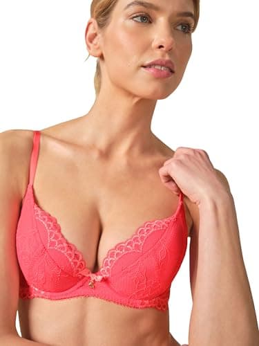 Image of Gossard Superboost Lace Padded Plunge Bra Sugar Coral 30DD