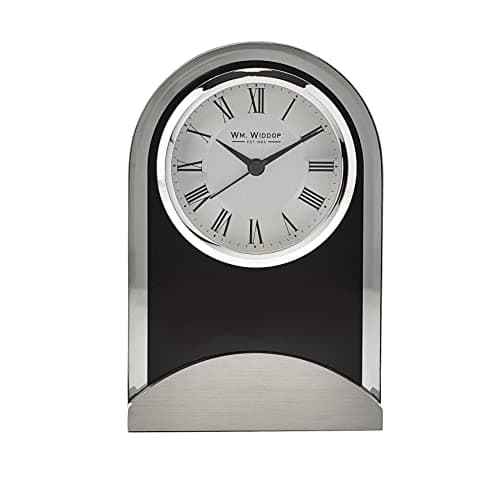 Image of Mantel Clock Arched Glass & Aluminium Base Quartz by Wm Widdop W2912
