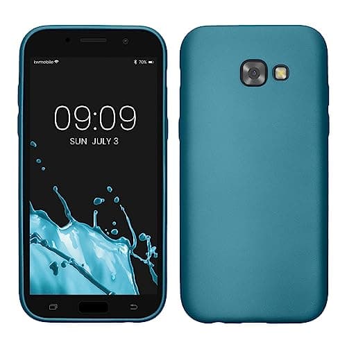 Image of kwmobile Case for Samsung Galaxy A5 (2017) Case - Soft Slim Metallic TPU Silicone Cover - Metallic Caribbean Blue