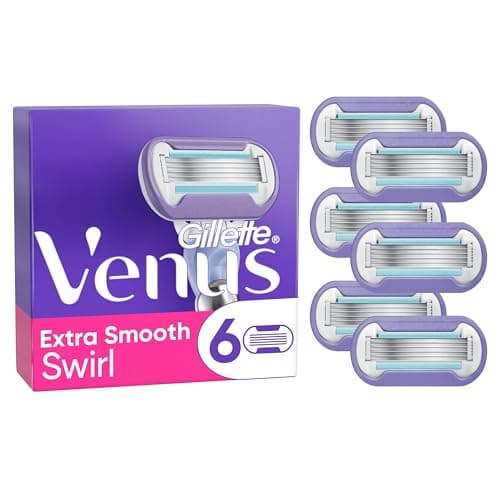 Image of Gillette Venus Extra Smooth Swirl Women’s Razor Blade Refills, Pack of 6, 5 Durable Blades, Long Lasting Smooth Shave, SkinCushion Lubrication Strip