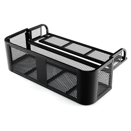 Image of TANGZON ATV Drop Basket, Lightweight Mesh Design Rear Storage Rack, Universal Powder-Coated Steel Cargo Tray Box Basket, 104 x 67 x 31cm