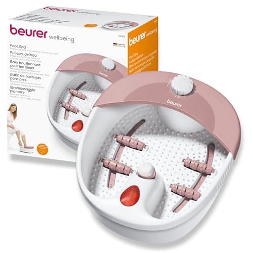 Image of Beurer FB20 Foot Spa | Vibration and Bubble Massage Functions | Infrared Light Function | Reflexology Zone Massage | 3 Pedicure Attachments | Removable Splash Guard | Water Tempering