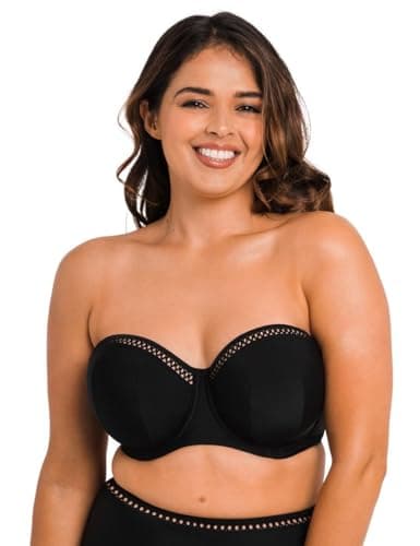 Image of Curvy Kate First Class Bandeau Bikini Top Black 32J