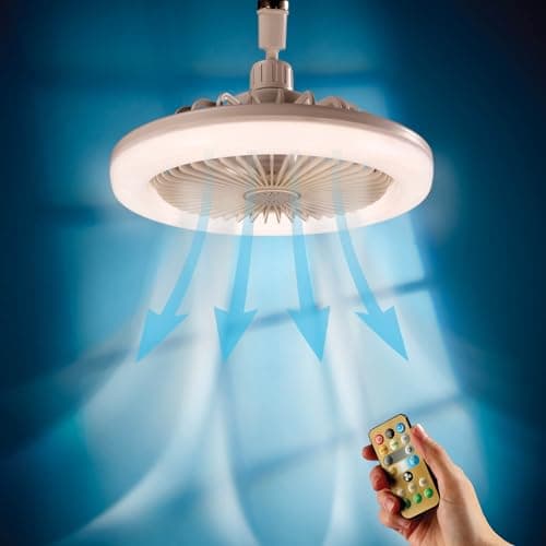 Image of Coopers of Stortford 2-in-1 Socket Ceiling Fan and Overhead Light Fits Standard Bayonet Fitting Remote Control Bedroom Lounge Heatwave Summer Hot Weather LED Light