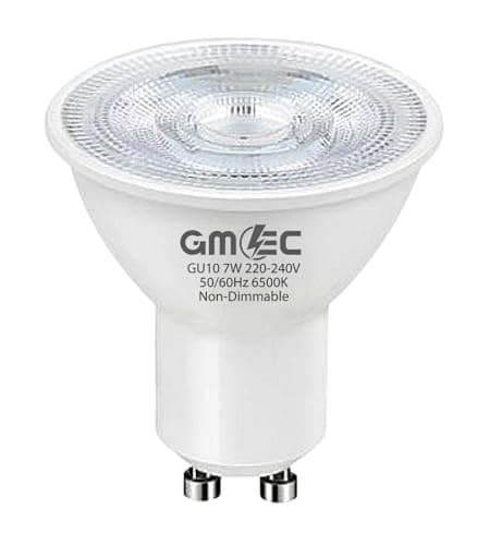 Image of GMEC GU10 LED Bulb 7W – 6500K Cool White Daylight, Non-Dimmable COB Spotlight, 550 Lumens, Energy Saving Halogen Replacement, 25,000 Hour Life – 1 Pack