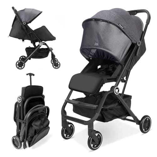 Image of Wheelive Lightweight Baby Stroller for Airplane, Compact Travel Pushchair with Retractable Foot Cover & Reclining Backrest, One Hand Fold Stroller for Toddlers 0-36 Months