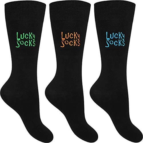 Image of TeddyTs Men's Embroidered Black Lucky Socks (3 Pair Pack) (UK 6-11)