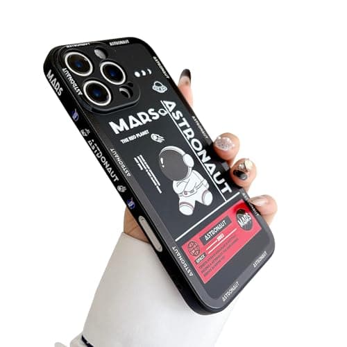 Image of Yonds Queen Compatible with iPhone X / XS Cute Case, Cool Cartoon Astronaut Space Rocket Design Stylish Bumper Soft TPU Rubber Protective Anti-Slip Shockproof Case(iPhone X / XS, Black)