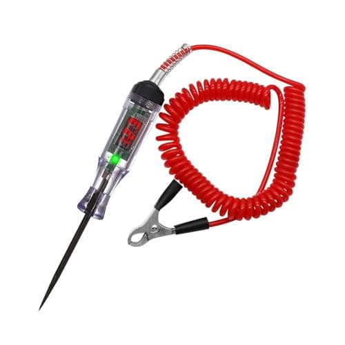 Image of Circuit Tester,3-120V Test Light with LED,Red Telescopic Spring Wire and Alligator Clip Car Electrical Fuse Tester Suitable for Car Battery Circuit Inspection