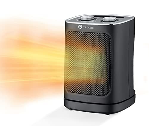 Image of PureMate Ceramic Fan Heater, 1800W Portable Electric Heater with 2 Heat Settings, Space Heater with Oscillating, Adjustable Thermostat & Safety Cut-Off, Tip-Over and Overheat Protection