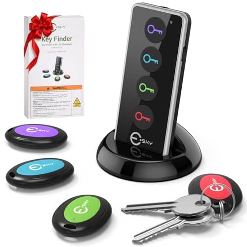 Image of Key Finder, Esky 4 in 1 Wireless Key Tracker Remote Control RF Item Locator with LED Flashlight and Base Support for Keys, Dogs, Cats, Wallet, Cell Phone, Best Gifts