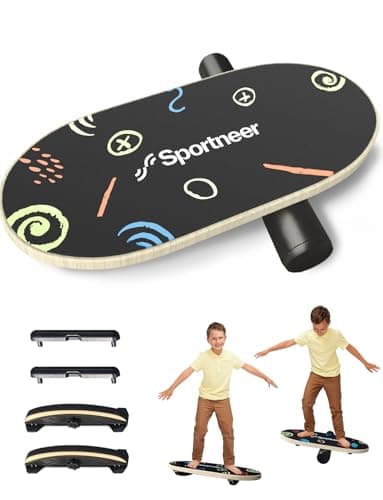 Image of Sportneer Balance Board - Wobble Board with Adjustable Stoppers and Wheels - Balance Trainer to Improve Balance, Surf Trainer and Physiotherapy - Small Size Especially for Children