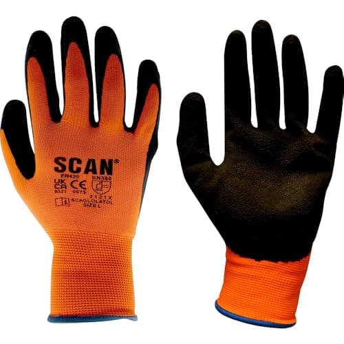 Image of Scan SCAGLOLATOM Latex Foam Gloves - Hi-Vis Orange 13G - Size 8