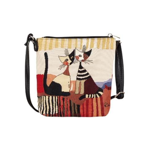 Image of Signare Tapestry Small Crossbody Bag Sling Bag for Women with Animal and Pet Designs (Resina Cat Cappia)