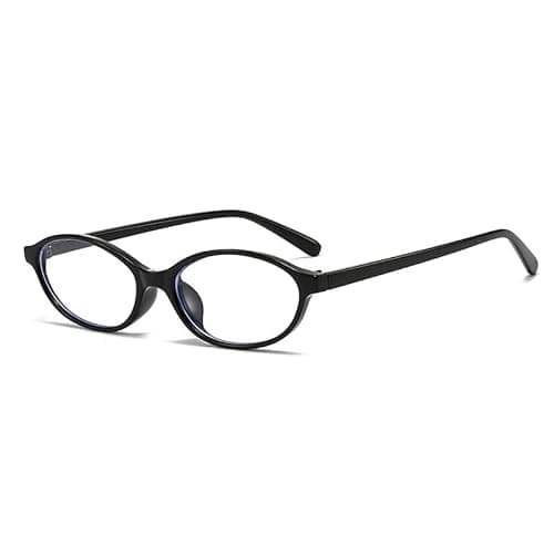 Image of Long Keeper Oval Blue Light Blocking Glasses Women Men Small Cat Eye Glasses Y2K Clear Lens Blue Light Computer Gaming Glasses (Black Clear)