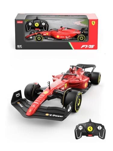 Image of RASTAR 93400 1/18 Officially Licensed Ferrari F1 75 Racing RC Car Collectible Model with 2.4GHz Remote Control, Independent Suspension & DIY Labels for Play & Display - Ideal Gift for F1 Fans Ages 6+