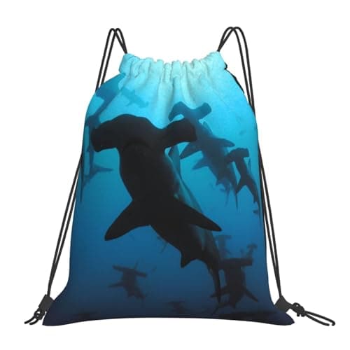 Image of HEBSDFG Hammerhead Sharks Womens Drawstring Gym Bags Mens Sports Backpack Lightweight Beach Tote Reusable Shopping Bag