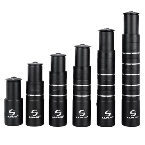 Image of Bike Stem Riser Extender - 1-1/8" 28.6mm Fork Stem, Aluminum Adapter for Mountain Bikes, Road Bikes, MTB, BMX, Lightweight, Durable, Easy to Install (Black-115mm)