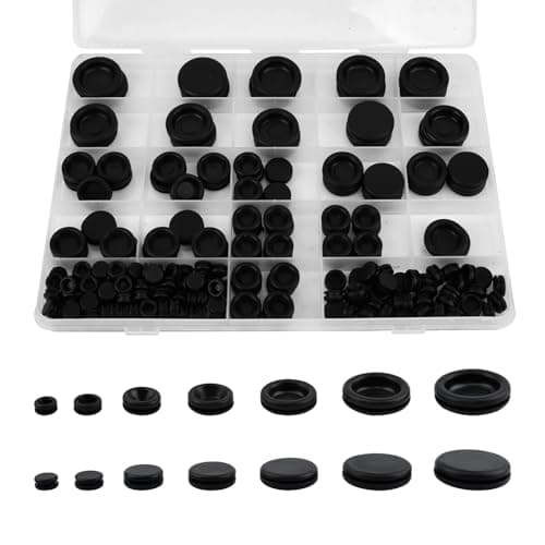 Image of 200PCS Rubber Grommet Kit, Black Firewall Hole Plugs for Cars, Boats, Plumbing, Cable Wire Grommets for Electrical Wiring, Pumps, Cord Management