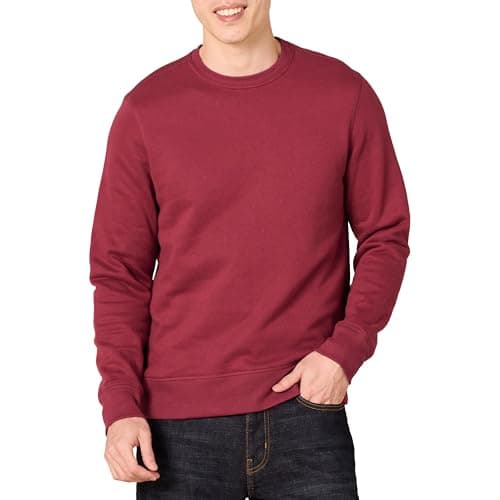 Image of Amazon Essentials Men's Fleece Crew Neck Sweatshirt (Available in Big & Tall), Red, XXL
