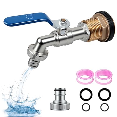Image of Water Butt/Rain Barrel Outlet 3/4 inch Brass Garden Tap Universal Brass Water Tap with Sealing Tape for S60X6 Water Storage Tank & Garden Hose Connector IBC Adapter Replace Valve Fitting Parts