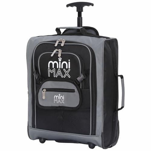 Image of Aerolite MiniMAX 40x30x20cm Ryanair & Wizz Air Max Size Kids Childrens Lightweight Under Seat Carry On Cabin Hand Luggage Flight Travel Backpack Trolley Bag 40x30x20 2 Wheels (Black)