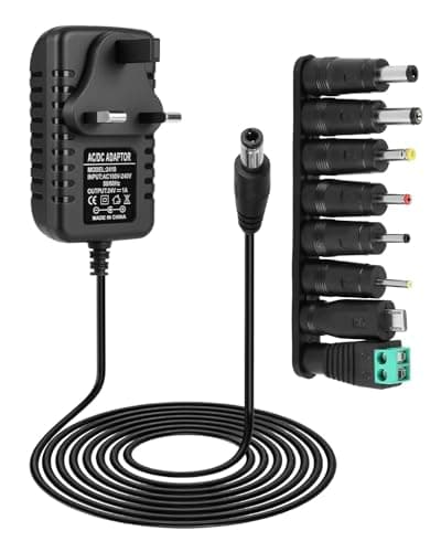 Image of 24V 1A Power Supply Adapter with 8 Interchangeable Tips UK 100-240v 50/60hz Universal 5.5x2.1mm Charger for Massage Gun Led Strip Light CCTV Camera Electronics Router Sound Bar Nail Lamp