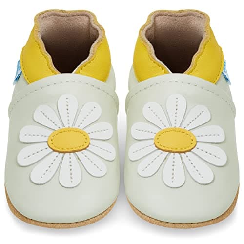 Image of Soft Leather Baby Shoes with Suede Soles - Toddler Shoes - Infant Shoes - Pre Walker Shoes - Crib Shoes - Daisy 12-18 Months