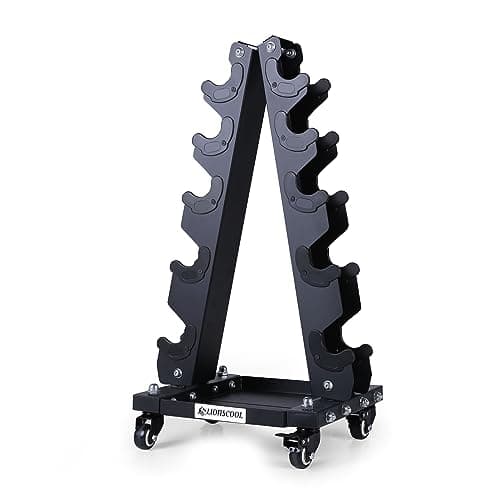 Image of LIONSCOOL Dumbbell Rack Stand, 3/4/5/6 Tier A-Frame, Heavy Duty Dumbbell Holder, Portable Weight Rack for Home Gym (Stand Only) (5-Tier,90KG Load)