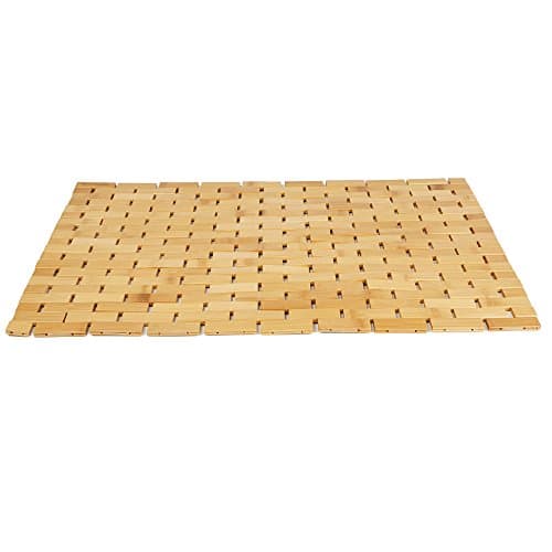 Image of Mind Reader BAMAT-BRN Luxury Roll Up Shower Bath Mat, Anti-Slip Mat, Environment Friendly Bamboo, Brown