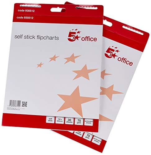 Image of 5 Star Flipchart Pad Self-adhesive 80gsm 30 Sheets A1 White [Pack 2]