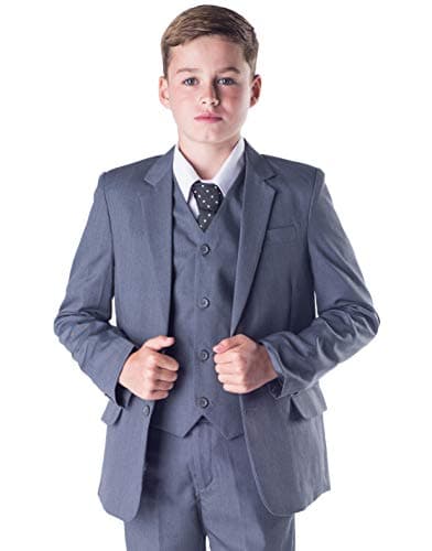 Image of Boys Suits Boys Grey Suit 5 Piece Wedding Party Formal Outfit Prom (14/15 Years)
