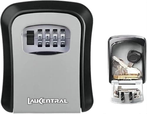 Image of LauCentral Key Safe Wall Mounted, 4 Digit Combination Key Safe Lock Box outdoor, Weatherproof, for Share and Secure Keys, for Homestay Garage Office Industries