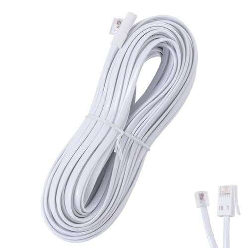 Image of Ubramac BT Telephone Extension Cable 25M, White BT Male to Female 6-Pin Straight Through for UK Landline Phone Cord Home & Office Fax Modem Extender 6 Wire