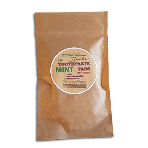 Image of Dentin Toothpaste Tablets with Fluoride - 100% Natural Certified Cosmetics Made by DENTTABS (120 Tabs, 2 Months Supply)