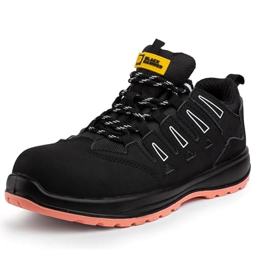 Image of Black Hammer Lightweight Safety Trainers Womens Composite Toe Cap Metal Free Non Slip Breathable S1P SRC Work Shoes Betsy (5 UK) Black