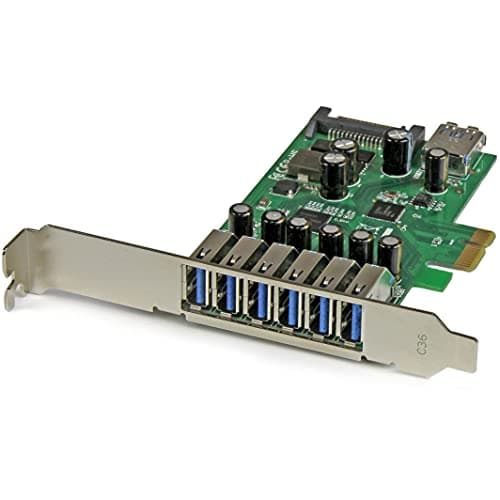 Image of StarTech.com 7 Port PCI Express USB 3.0 Card - Standard & Low-Profile - SATA Power - UASP Support - 1 Internal & 6 External USB 3.0 Ports (PEXUSB3S7)