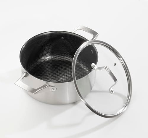 Image of Hairy Bikers Hex Guard, 24CM Casserole Dish, Stainless Steel, Non-Stick, Oven Safe, Metal Tool Safe, Dishwasher Safe, PFOA Free, Suitable for All Hobs