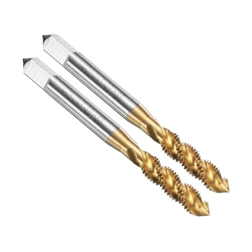 Image of sourcing map 2pcs Spiral Flute Thread Taps 1/4-28 UNF 2B Machine Threading Tap Bit, Titanium Coated Screw Tapping Repair Tool, M2 High-Speed Steel (HSS)